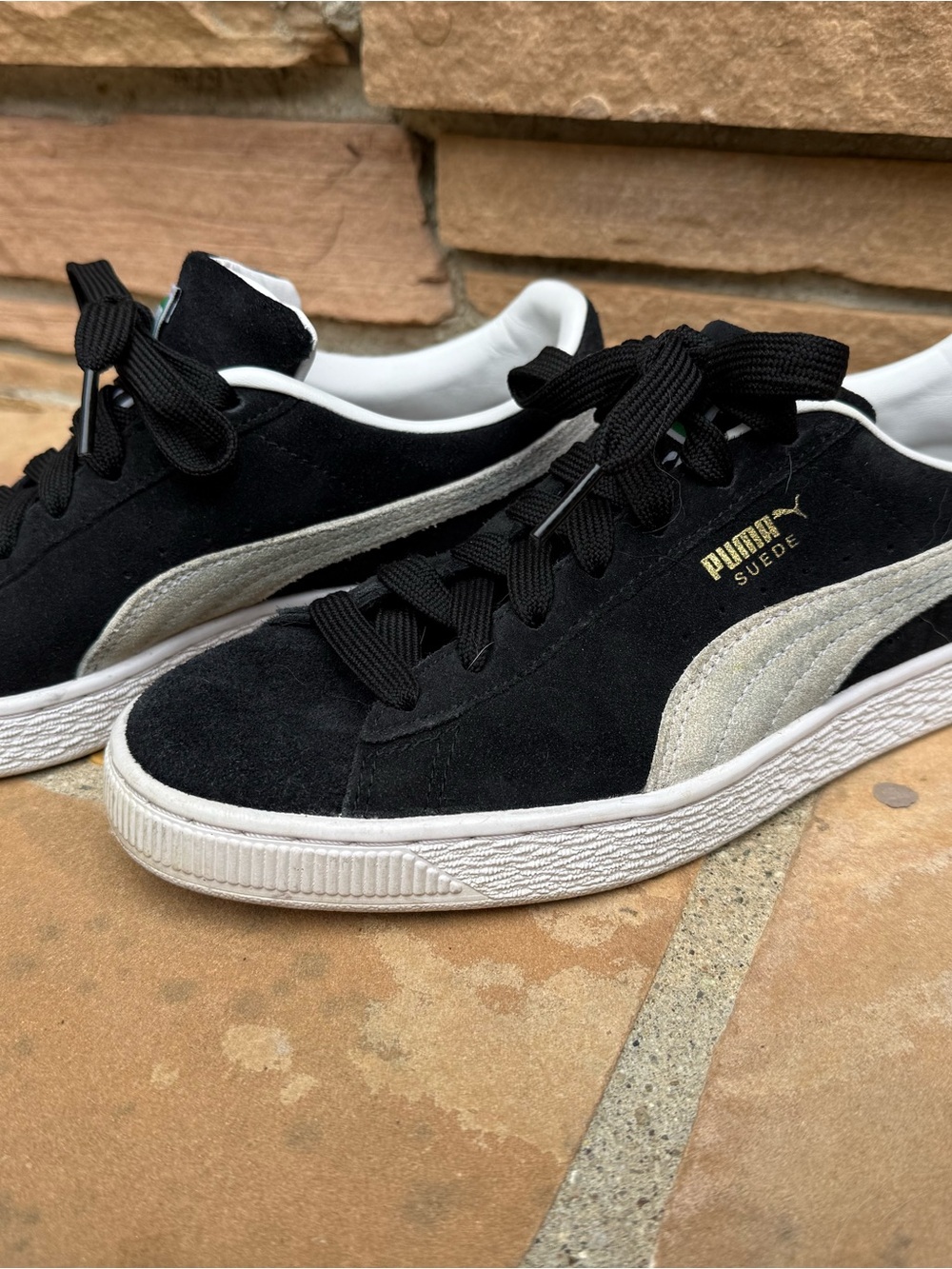 Puma Black Suede Sneakers with White Formstrip